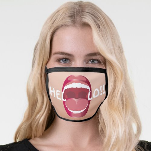 Funny Mouth Lips Tongue Teeth Humor Fun Monogram Face Mask