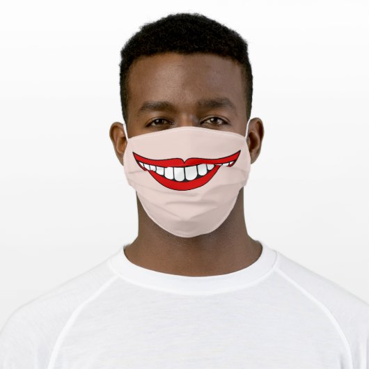 Funny Mouth Smile Adult Cloth Face Mask (Worn)