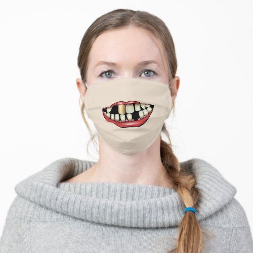 Funny Mouth with Gold Tooth Missing Teeth Adult Cloth Face Mask