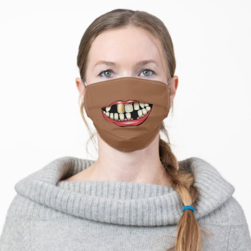 Funny Mouth with Gold Tooth Missing Teeth Adult Cloth Face Mask