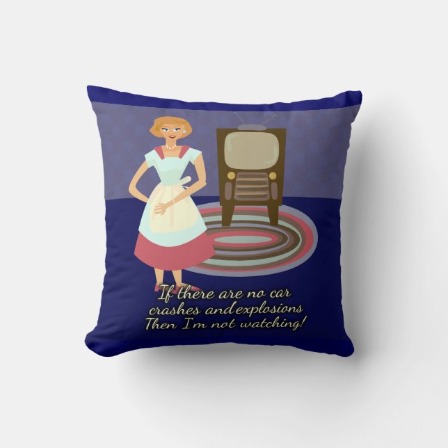 Funny Movie Lover Cartoon Housewife Character Throw Pillow (Front)