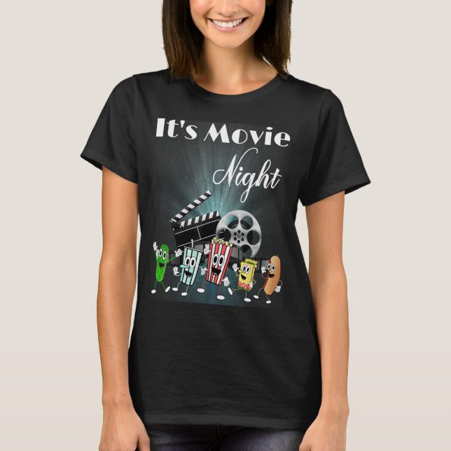 Funny Movie Night Popcorn  Pickle Hot Dog Candy T-Shirt (Front)