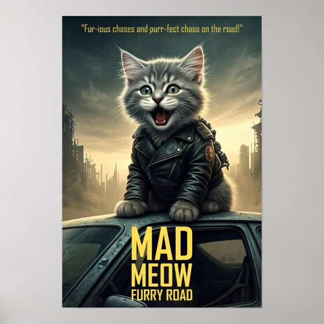 Funny Movie Poster - Mad Meow: Furry Road - Cat (Front)