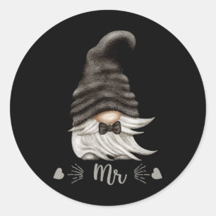 Funny Mr & Mrs Gnome For Matching Couples - Gr Classic Round Sticker