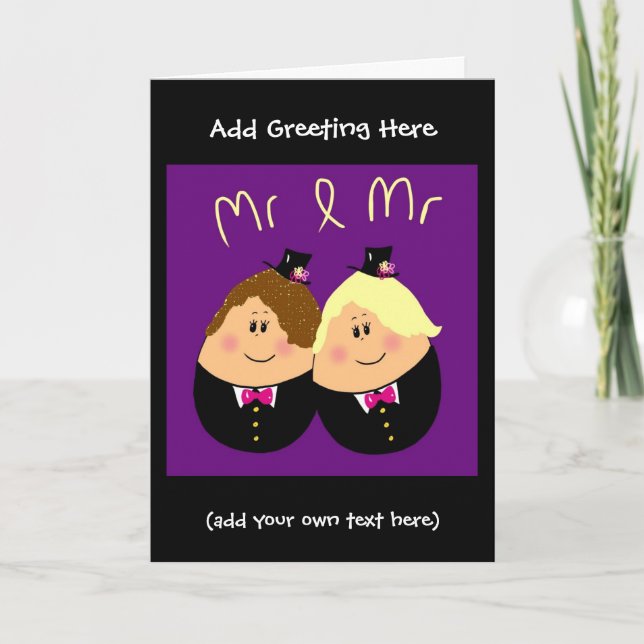 Funny Mr and Mr Gay men getting married card - egg (Front)