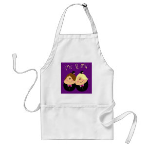 Funny Mr and Mr wedding design for Gay Men - eggs Adult Apron