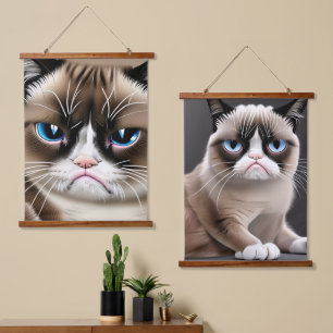 Funny Mr and Mrs Angry Cats Hanging Tapestry