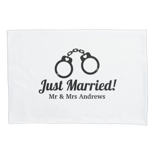 Funny Mr and Mrs handcuffs pillow case for couple