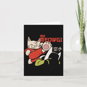 Funny Mr Meowgi Karate Cat Meow Design Men Women Card