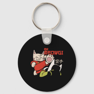 Funny Mr Meowgi Karate Cat Meow Design Men Women Keychain