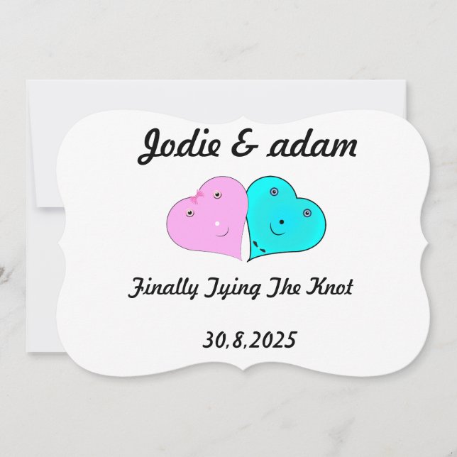 funny mr & mrs hearts  invitation (Front)