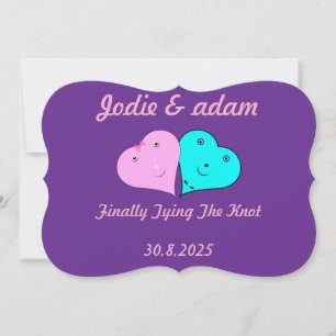 funny mr & mrs hearts invitation