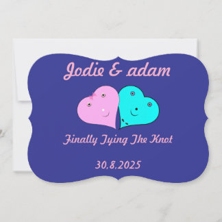 funny mr & mrs hearts  invitation