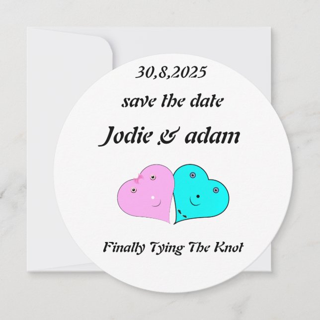 funny mr & mrs hearts  save the date (Front)