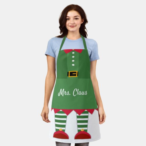 Funny Mrs Claus Christmas Green and Red Custom Apron