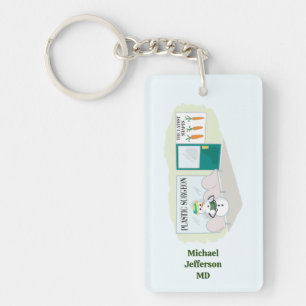 Funny Ms Frosty at plastic surgeon cartoon Keychain
