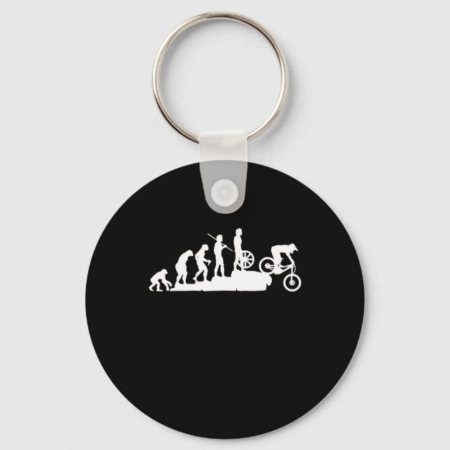 Funny MTB Mountain Biking Evolution Downhill Keychain (Front)