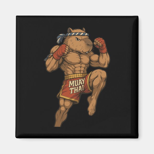 Funny Muay Thai Capybara Thai Boxing Martial Arts  Magnet (Front)