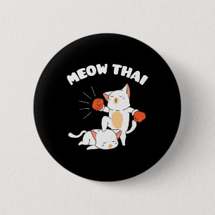 Funny Muay Thai Cats Thai Boxing Fighter Gift Button