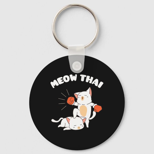 Funny Muay Thai Cats Thai Boxing Fighter Gift  Keychain (Front)