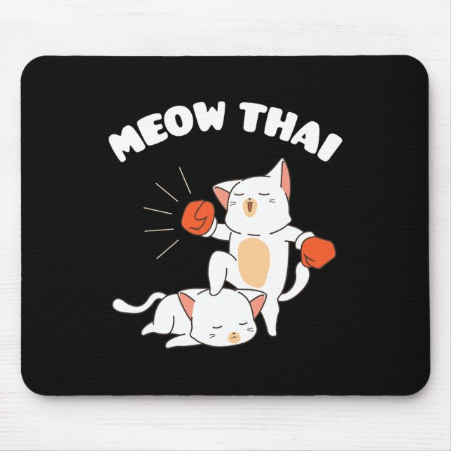 Funny Muay Thai Cats Thai Boxing Fighter Gift  Mouse Pad (Front)