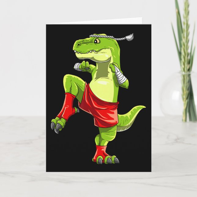 Funny Muay Thai T-rex - Thai Boxing  Card (Front)