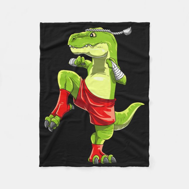 Funny Muay Thai T-rex - Thai Boxing  Fleece Blanket (Front)