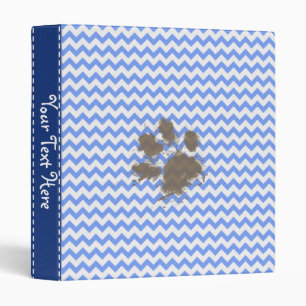 Funny Muddy Paw Print on Blue Chevron 3 Ring Binder