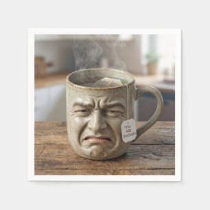 Funny Mug Face with Tea Bag and Quote Napkins