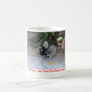 Funny mug with photo of raccoon and skunk
