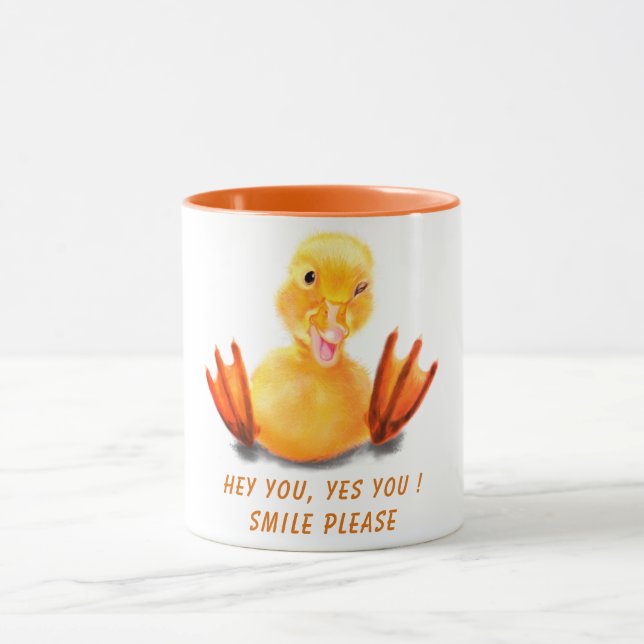 Funny Mug with Playful Duck - Custom Text (Center)