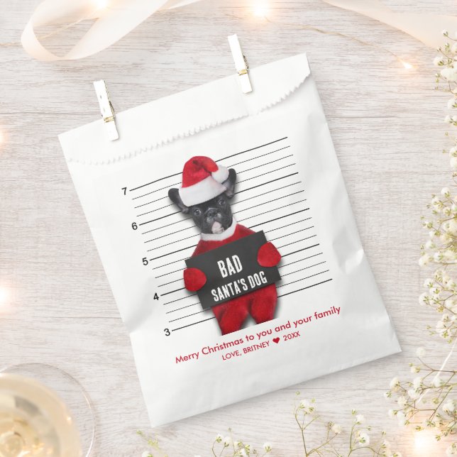 Funny Mugshot Christmas Bad Santa's Dog Favor Bag (Clipped)