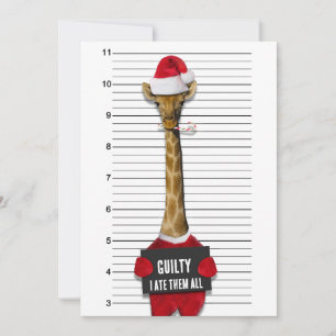 Funny Mugshot Guilty Giraffe Christmas Invitation