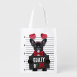 Funny Mugshot Guilty Love Dog Valentine&#39;s Day Grocery Bag