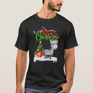 Funny Mule Animal Lover Xmas Lighting Mule Christm T-Shirt
