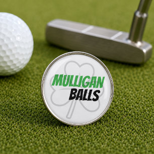 Funny Mulligan Balls Green Irish Clover Golf Ball Marker