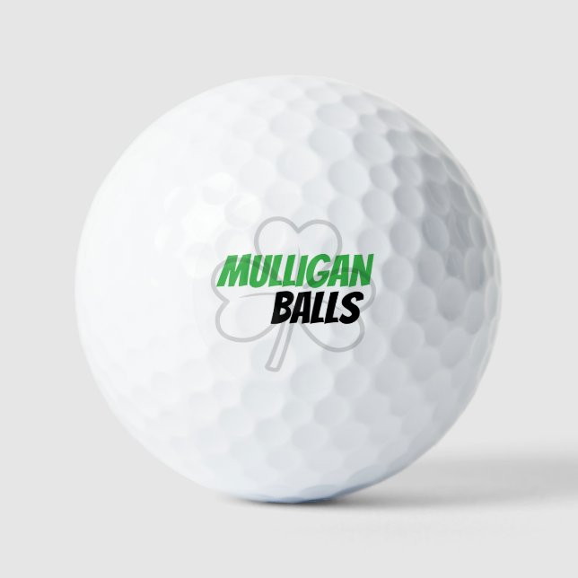 Funny Mulligan Balls Green Irish Clover Golf Balls (Front)