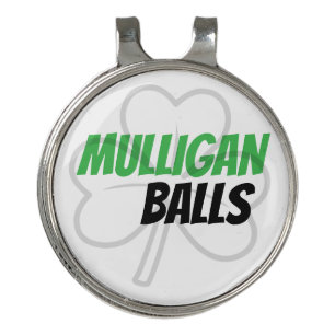 Funny Mulligan Balls Green Irish Clover Golf Hat Clip