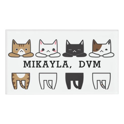 Funny Multicolor Cat Frame Name Tag