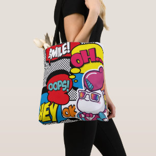 Funny Multicolor Comic Unicorn Pop Art Tote Bag