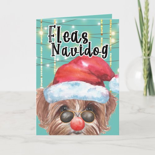 Funny Multipoo dog Christmas fleas navidog Card