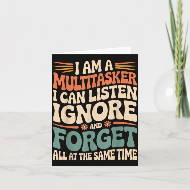 Funny Multitasker Quote Sarcastic Humor Graphic Card (Front)