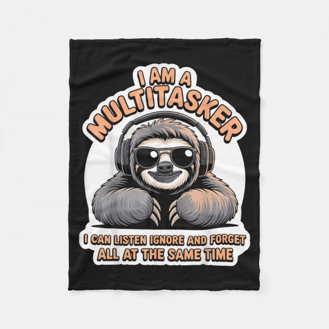 Funny Multitasker Quote Sarcastic Humor Graphic Fleece Blanket (Front)