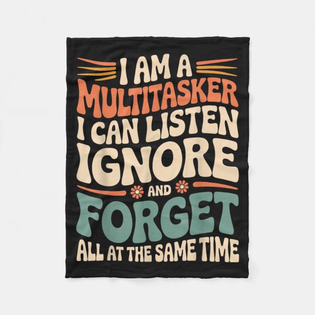 Funny Multitasker Quote Sarcastic Humor Graphic Fleece Blanket (Front)