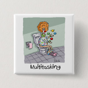 Funny Multitasking Juggling Clown Cards and Gifts Button