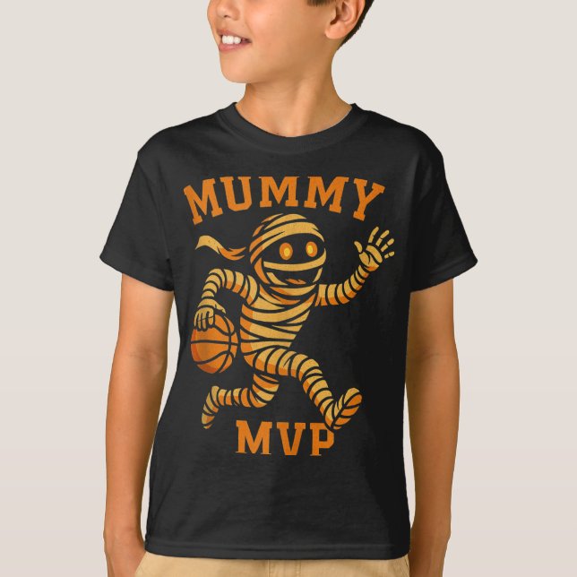 Funny Mummy Basketball Halloween Design Mvp Monste T-Shirt (Front)
