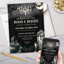 Funny Mummy Bats Halloween Boos & Booze Party
