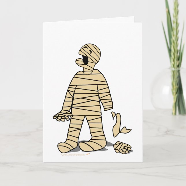 Funny Mummy Broken Hand Halloween Card (Front)