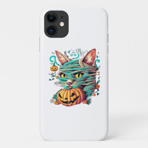 Funny Mummy Cat Halloween iPhone 11 Case