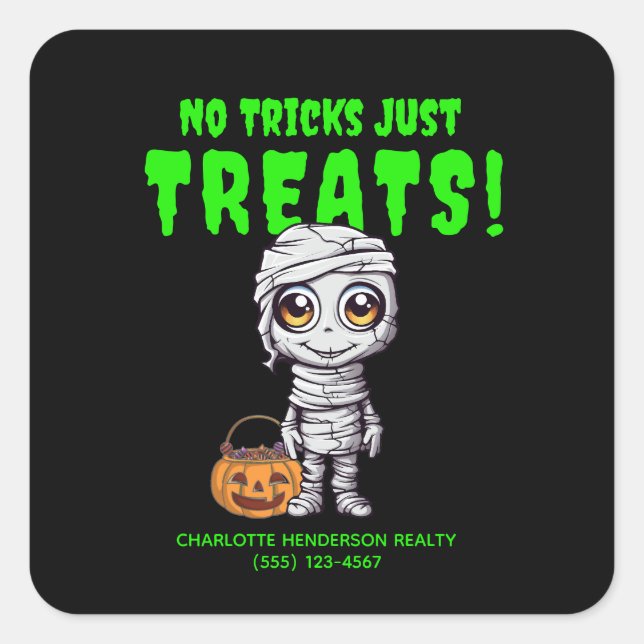 Funny Mummy Halloween Square Sticker (Front)